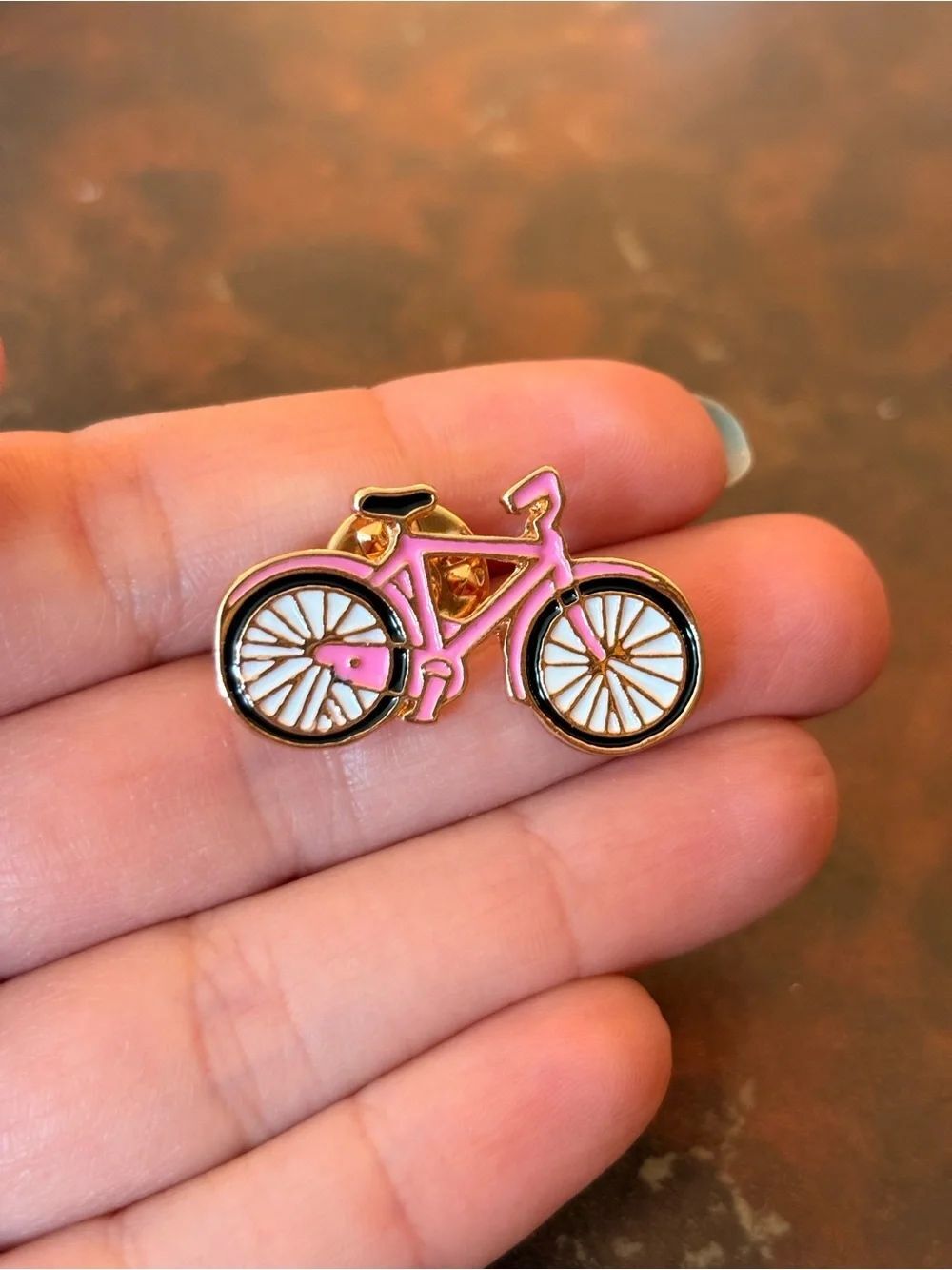 Pink Bicycle Enamel Pin - Cute Accessory Brooch
